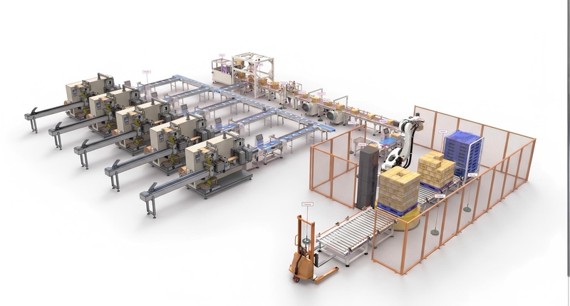 Linea completa di confezionamento orizzontale "form fill seal" in funzione